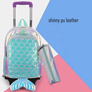 Juego de 3 bolsos de cuero PU para niños, <span class=keywords><strong>mochila</strong></span> escolar <span class=keywords><strong>con</strong></span> <span class=keywords><strong>ruedas</strong></span> para llevar - Product Image 3