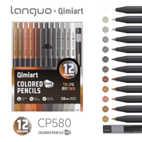 Série de crayons de couleur mécaniques gris-brun terreux, crayons automatiques à tons d'ombre pour un dessin réaliste