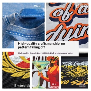 T-shirt da uomo in cotone pettinato pesante da 300g, personalizzata, stile europeo-americano, per giovani, vestibilità ampia, hip hop, per il commercio transfrontaliero - Product Image 3