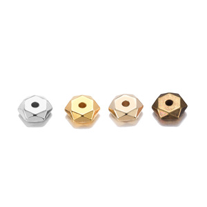 Perles d'espacement Ccb 7mm, perles rhomboïdes à coupe hexagonale pour la fabrication de bracelets, fournitures de bijoux, perles en métal plaqué de couleurs mélangées - Product Image 4
