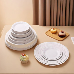 Assiettes en papier blanches personnalisées écologiques jetables de 6, 7, 8, 9 pouces, non enduites, avec impression personnalisée - Product Image 1