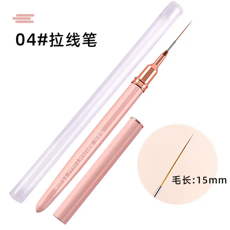 Professional Metal Handle Nylon Hair 5pcs Nail Brush Set Painting Line 9mm Nail Art Liner Brush for Nail Beauty Kits