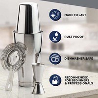 Ensemble de cocktail de haute qualité 4 pièces, passoire, verre doseur, shaker Boston en acier inoxydable 750 ml, kit de barman