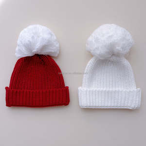 Ensemble de 3 bonnets en tricot épais <span class=keywords><strong>avec</strong></span> <span class=keywords><strong>pompon</strong></span>, <span class=keywords><strong>bonnet</strong></span> en coton pour nouveau-né <span class=keywords><strong>avec</strong></span> chaussettes assorties, chapeau fait main héritage, couvre-chef pour tout-petit - Product Image 4