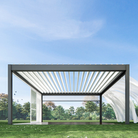 Pergola motorisée LED personnalisable, en aluminium de luxe, pour jardin, avec arche réglable, imperméable et télécommande