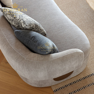 <span class=keywords><strong>Divano</strong></span> in Tessuto <span class=keywords><strong>Grigio</strong></span> Ciniglia con Braccioli Arrotondati e Base in Acciaio Inox Spazzolato Dorato per Soggiorno - Product Image 4