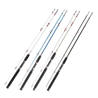 Byloo Canne à pêche spinning en fibre de verre à deux sections 1.35m 1.5m 1.65m 1.8m 2.1m 2.4m 2.7m 100-250 CW avec peinture colorée pour la pêche en surf