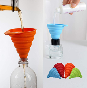 Ensemble d'entonnoirs de cuisine pliables en silicone, outils portables de qualité alimentaire pour le remplissage de bouteilles d'eau, petits accessoires d'outillage - Product Image 3