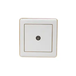 V8 Range 1 gang TV socket White Color Silver Electroplated Ring PC Plate 86 Plate rounded corner 3*3