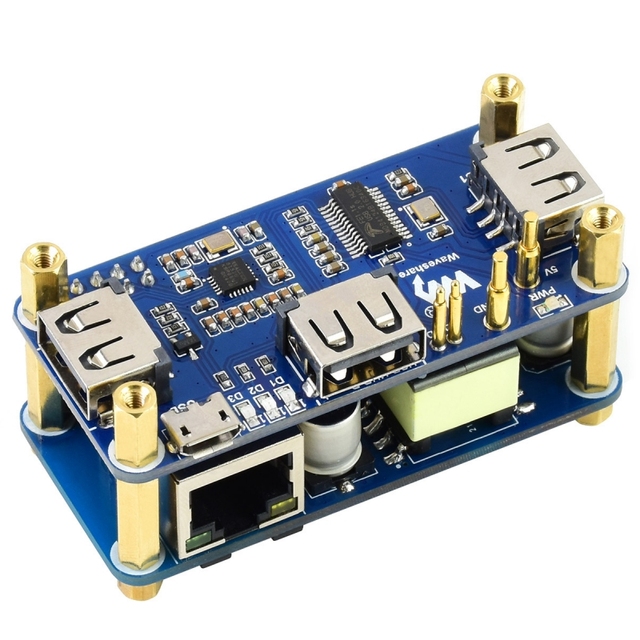Power Over Ethernet PoE Ethernet/USB HUB HAT Expansion Board for Raspberry Pi Zero/Zero W,with 3X USB 2.0 Ports