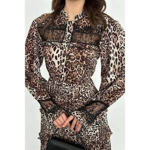 Leopard Print Pleated <b>Elasticated</b> <b>Dress</b> - Leopard - Product Image 4