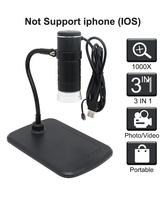 Microscope for Mobile Repair 0.3MP 1000x 480P Electronic Magnifier Lab Research Biological Student 3 in 1 USB Digital Microscope