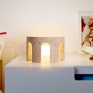 Small Archway Rechargeable Natural Cave Stone Table <b>Lamp</b> 24x10.5cm LED Remote Control USB Charging Bedroom Night Light - Product Image 1