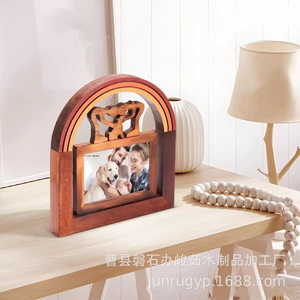 Wooden Pet Photo <b>Frame</b> Rainbow Shape Solid Wood Handmade Tabletop Decoration For Cat Dog Growth Commemoration - Product Image 3