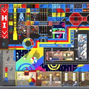 Parco giochi al coperto con labirinto di avventura al Neon LED personalizzato con più scivoli folli, pozzi di palla e aree di arrampicata - Product Image 5