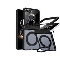 Casing HP Z Flip 8 TPU Akrilik Magnetik dengan Stand Putar 360 Derajat, Transparan Matte, Rasa Kulit, Anti Jatuh untuk Samsung