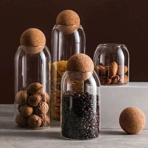 Transparent Borosilicate Glass Food Canisters Cork Lids Customer Logo Jar <strong>for</strong> Tea Nuts Candy Serving Airtight <strong>Kitchen</strong> <strong>Storage</strong> - Product Image 1