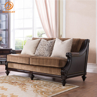 Meubles de salon vintage en velours, bois, villa royale longue, ensemble d'hôtel, chaise inclinable italienne en bois, canapé personnalisable pour la maison