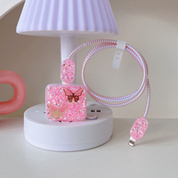Protector de Cable, Funda Protectora para Cable de Datos, Diseño de Mariposa de Lujo, Protector de Cable para Cargador de iPhone