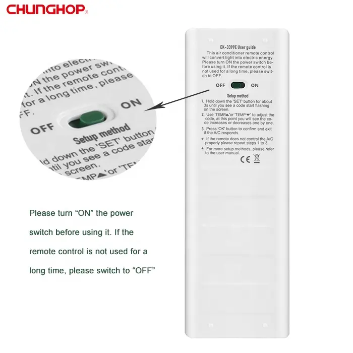 Aggiornato EK-3399ES eco-friendly telecomando solare telecomando telecomando USB ricaricabile a/c controller