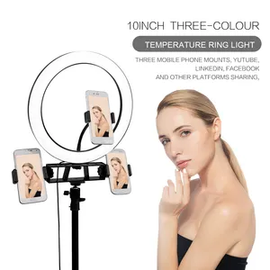 Lampu Tripod Berdiri Led Ponsel Selfie, Lampu Cincin Kamera 18 "Lingkaran 18" Rgb 10 Inci 18 26Cm untuk Streaming Langsung Makeup