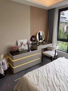 Bedroom <b>Solid</b> <b>Wood</b> Dressing Table with led light Chest of Drawer Modern Multifunctional vanity <b>desk</b> - Product Image 2