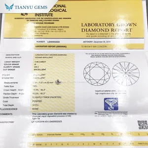 Tianyu gems 1.5ct g vs2 cvd hpht igi laboratório certificado diamante solto