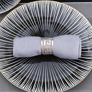 Nordic Light Luxury Wedding <strong>Black</strong> Marble Plates Ceramic <strong>Dinner</strong> <strong>Sets</strong> with Gold Rimmed - Product Image 6