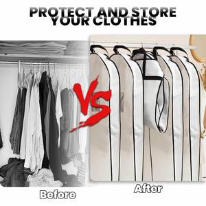 Housse de robe de mariée pliable personnalisable avec logo, housse anti-poussière pour robe avec fermeture éclair latérale, housse de robe de mariée pliable en non-tissé - Product Image 4