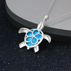 Original Design Opal Link Chain S925 Sterling Silver Rhodium Plated Trendy Cute Turtle Pendant Necklace Women's Engagement Daily - Product Image 6