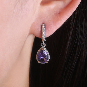 Orecchini da donna retrò viola con gioielli, design creativo a griffe, orecchini eleganti per tutti i giorni e feste, idea regalo - Product Image 4