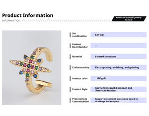 Bijoux fantaisie écologiques <span class=keywords><strong>en</strong></span> cuivre plaqué <span class=keywords><strong>or</strong></span>, zircon arc-<span class=keywords><strong>en</strong></span>-ciel, boucles d'oreilles à clip <span class=keywords><strong>en</strong></span> forme de croix, non percées, pour un port sans perçage - Product Image 2