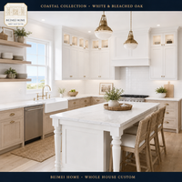 Meubles de cuisine sur mesure blancs style Shaker, évier de ferme, chêne blanchi bicolore, ensemble complet, fermeture douce, OEM ODM, directement de l'usine