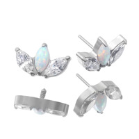 Piercings de Cartilage en Titane G23 avec 3 Zircons Marquise, Accessoires pour Oreilles Hélix pour Femmes