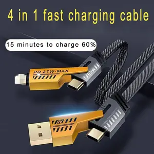 Fast Charging 4 In 1 USB Charging Cable Data Transfer Multifunction Data Cables For Phone Charging
