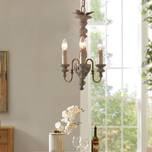 Lustre Rétro en Bois et Métal Style Campagne Française, Lampe Suspendue Type Bougie pour Hall d'Entrée et Chambre, Design de Créateur, Vente en Gros, Projet Personnalisé - Product Image 4