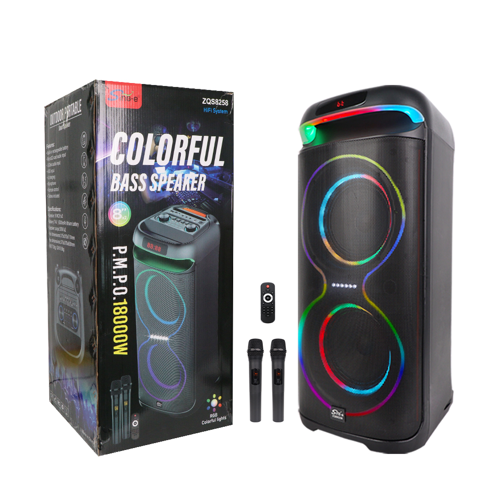 SING-E ZQS8258 Dual 8-Inch RGB LED Wireless Bluetooth Speakers