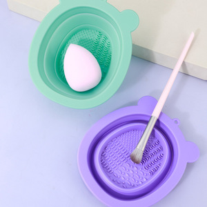 Esponja de silicona plegable con orejas de oso para limpiar maquillaje, lavable, para herramientas cosméticas - Product Image 2