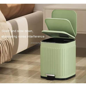 سلة تتحرك بدواسة سعة 6 لتر مربعة الشكل مع غطاء داخلي يغلق بسلاسة سلة قمامة سلة قمامة مرحاض مطبخ سلة قمامة بتصميم تراثي - Product Image 3