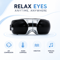 Masseur oculaire à compression d'air noir avec chaleur et vibrations, rechargeable par USB, 1200 mAh, pour les yeux fatigués, soin des yeux et soutien du sommeil