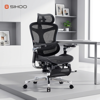 Chaise de bureau exécutive pivotante à dossier haut SIHOO C500, accoudoirs bioniques 6D, hauteur réglable, soutien lombaire ergonomique, hôtel