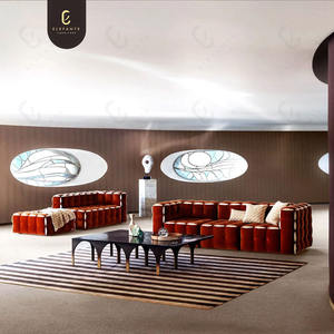 مجموعة فاخرة حديثة إيطالية بتصميم مخصص أريكة مخملية نمطية ناعمة مقطعية - Product Image 1