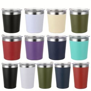 แก้วนมขนาดเล็ก 8 ออนซ์ แก้วกาแฟพกพา สแตนเลสสตีลสองชั้น เก็บอุณหภูมิ พร้อมฝาปิด - Product Image 1