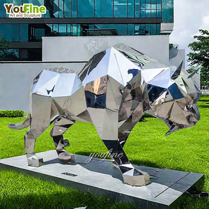 Scultura esterna moderna in metallo Color oro animale in acciaio inox pantera - Product Image 6