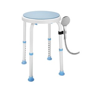 Tomoyuki Shower <b>Stool</b> <b>Height</b> <b>Adjustable</b> Light Blue With Shower Head Holder For Bathtub Use - Product Image 5
