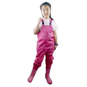 Botas de pesca para crianças, botas de pvc coreanas com peito wader, de caça, para meninos e meninas, botas de chuva, 2022