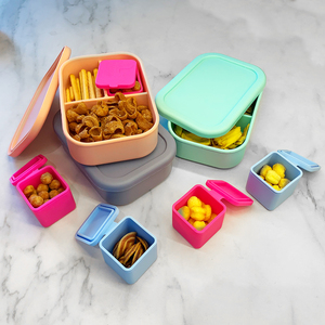Xách Tay 3 Ngăn cấp thực phẩm Silicone Bento Hộp Ăn Trưa Snack <span class=keywords><strong>container</strong></span> cho trẻ em & trẻ sơ sinh - Product Image 5