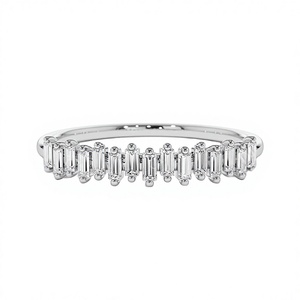 Classic India's <b>Top</b> Manufacturer Lab Grown Diamond Wedding Bands Baguette 14k Gold Stackable High Quality Party Rings - Product Image 1