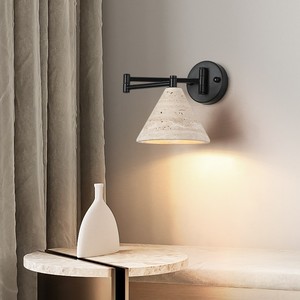 Lámpara de pared vintage Wabi Sabi de piedra Huangdong con bombilla LED E27 para dormitorio, sala de estar, luz de lectura. - Product Image 3
