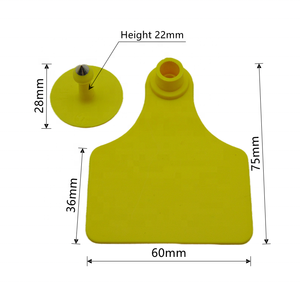Jaune 75x65mm Bétail Oreille Étiquettes Moyen En Plastique Bétail Identification Boucle D'oreille Étiquette Billet Vache Veau Animal Tag - Product Image 2